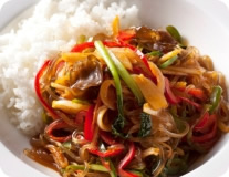 Japchaebop - Stir-Fried Vermicelli Noodles With Vegetables And Rice - 잡채밥